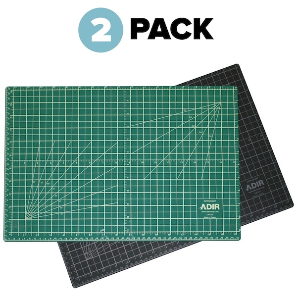 18"x 36"Self Healing Reversible Cutting Mat, Green/Black, PK2